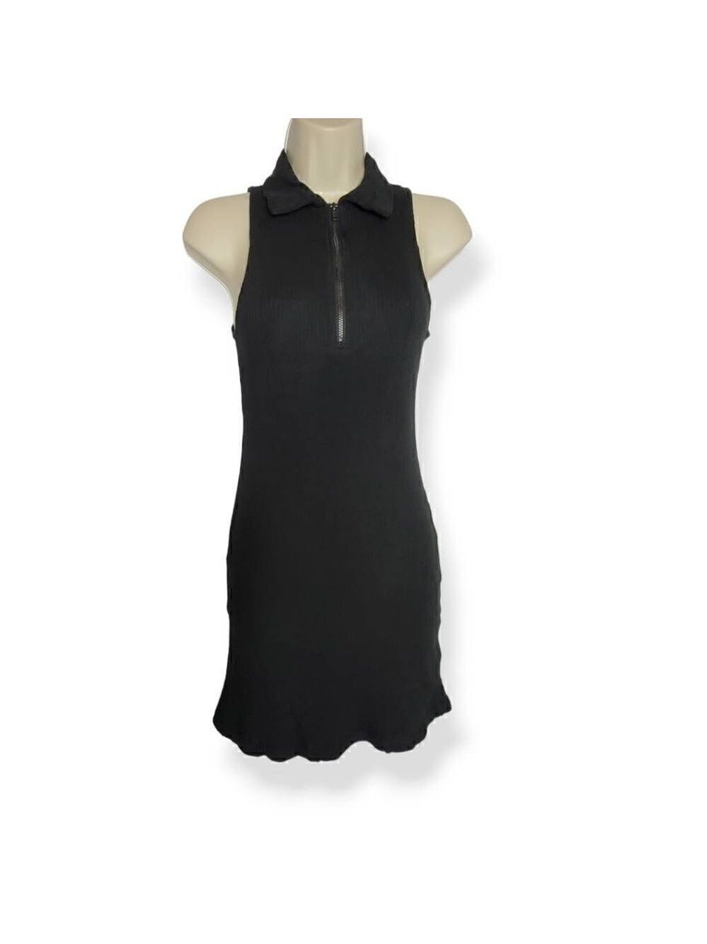 Wild Fable Black Sleeveless Ribknit Bodycon Collared Dress  Large